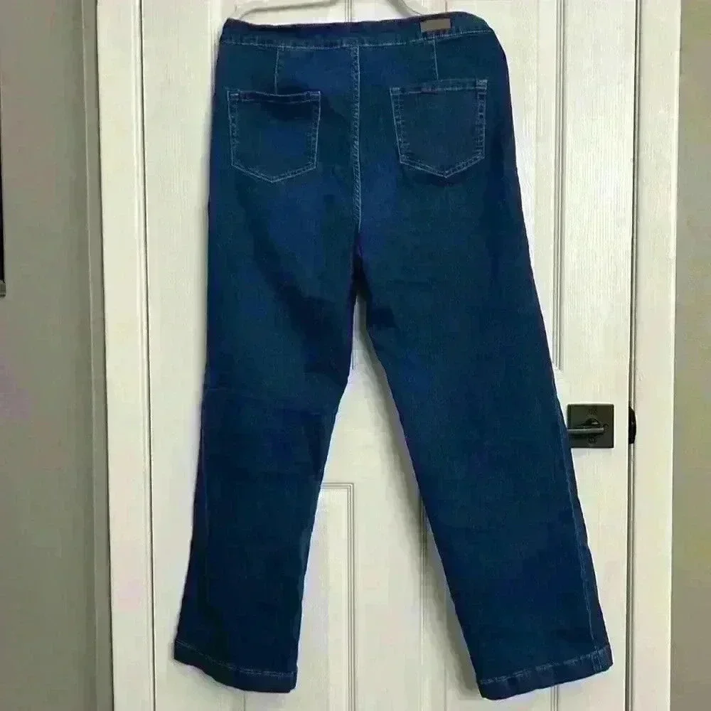 BLEU side button flare bottom jeans - Picture 4 of 6
